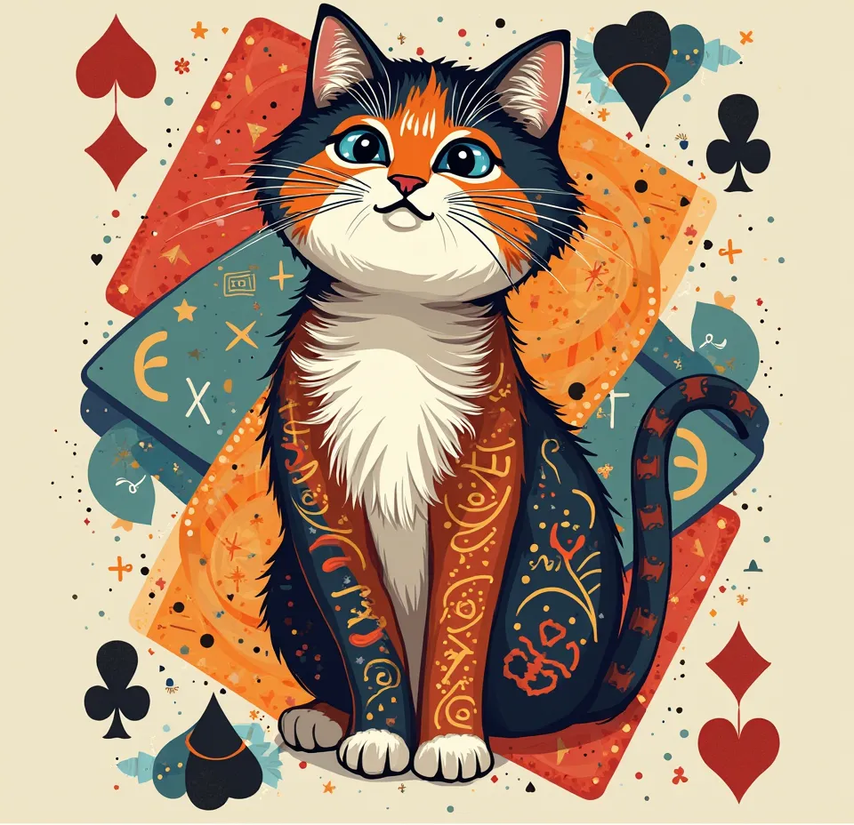 vector playing card cat picture