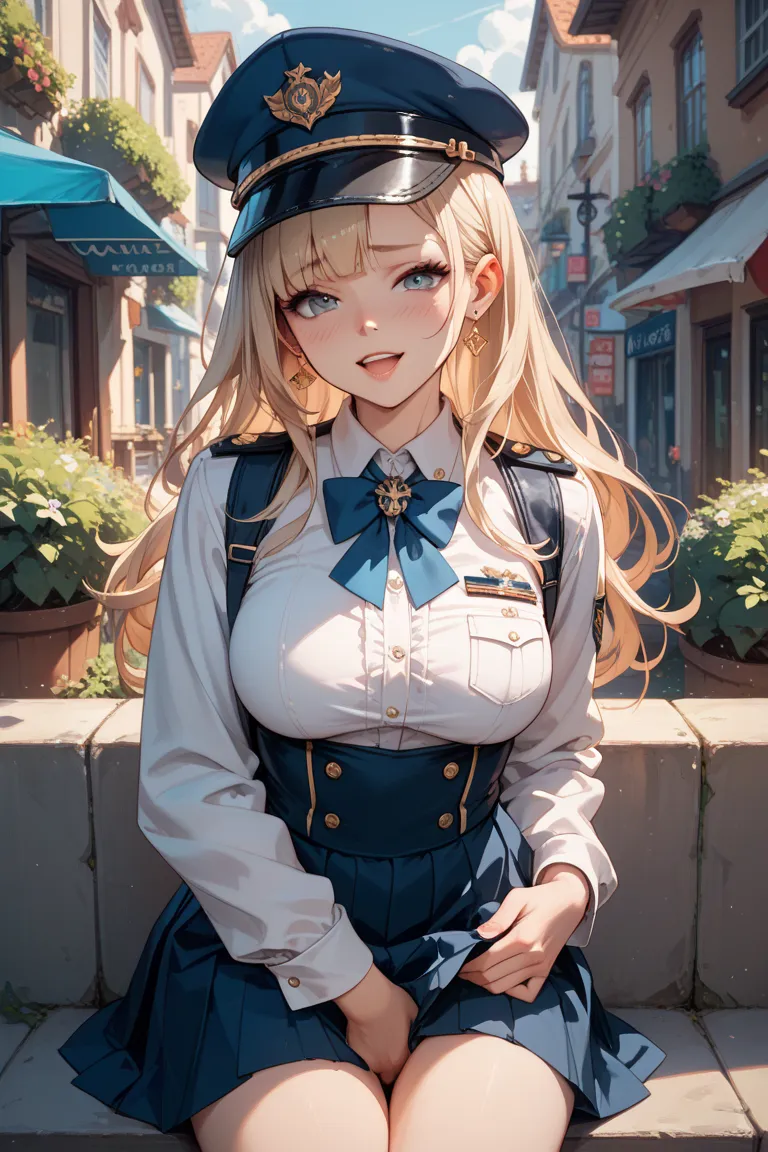 Big boobs masturbate in uniform