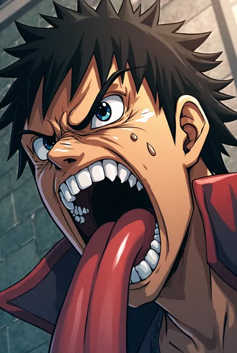 Character Kazutora Hanemiya from the anime Tokyo Revengers, Pulling out the tongue pressure animated