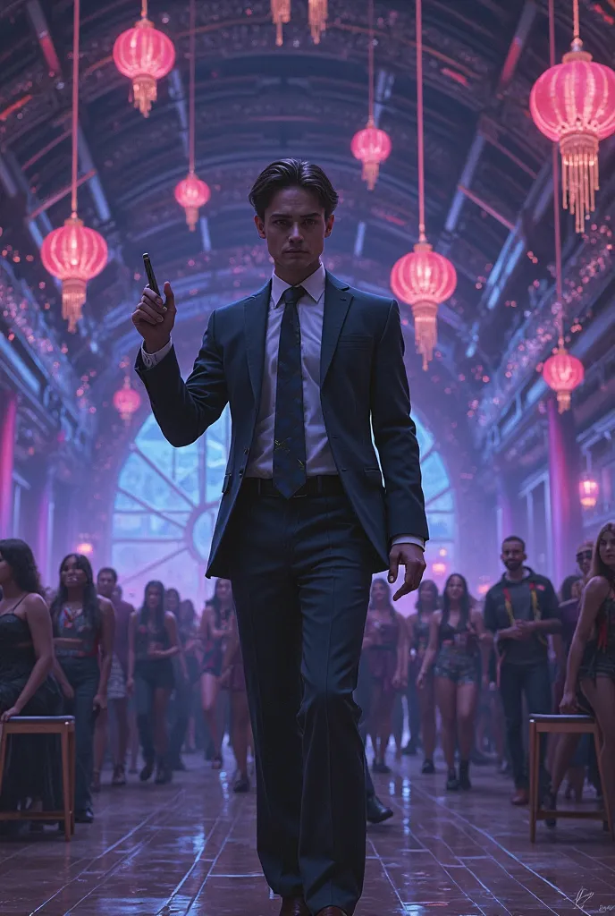 Got the image! You mentioned making it the "state's prom"—do you mean transforming the scene into a prom-like setting with a futuristic twist, or something else? Let me know, and I can craft a cool stage prompt for it! 