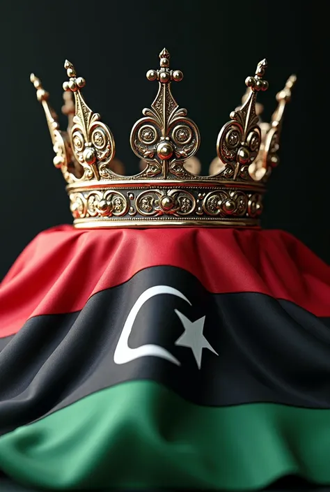  Draw a realistic picture of a crown with the flag of Libya underneath it 
 