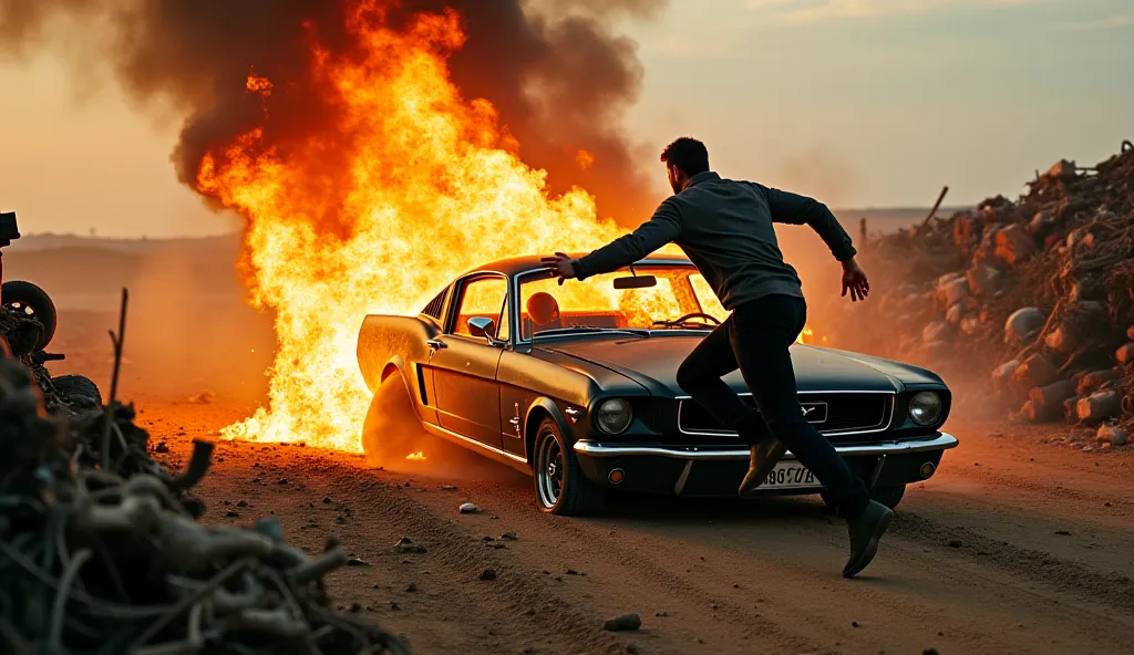 Tom Hardy rescues a man from a new burning car in one of the yards