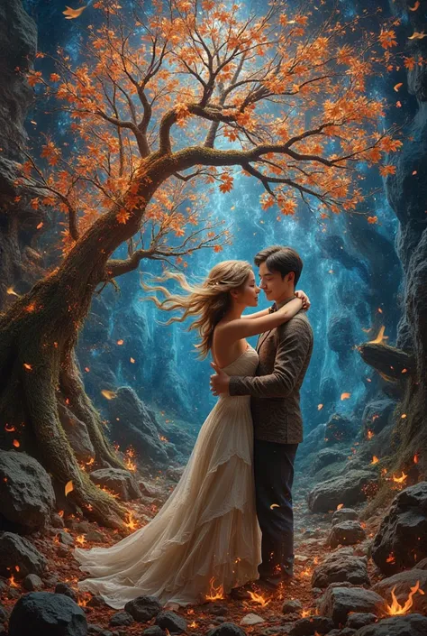 Couple hugging people, Happiness scene，very beautiful:1.4,  Like a Dream , Be inspired:  Steven Coydel  , Fantasy elements,  Magical realist atmosphere  , Patchwork style _ Intricately patterned background , bright color,  Dramatic lights cast surreal shad...