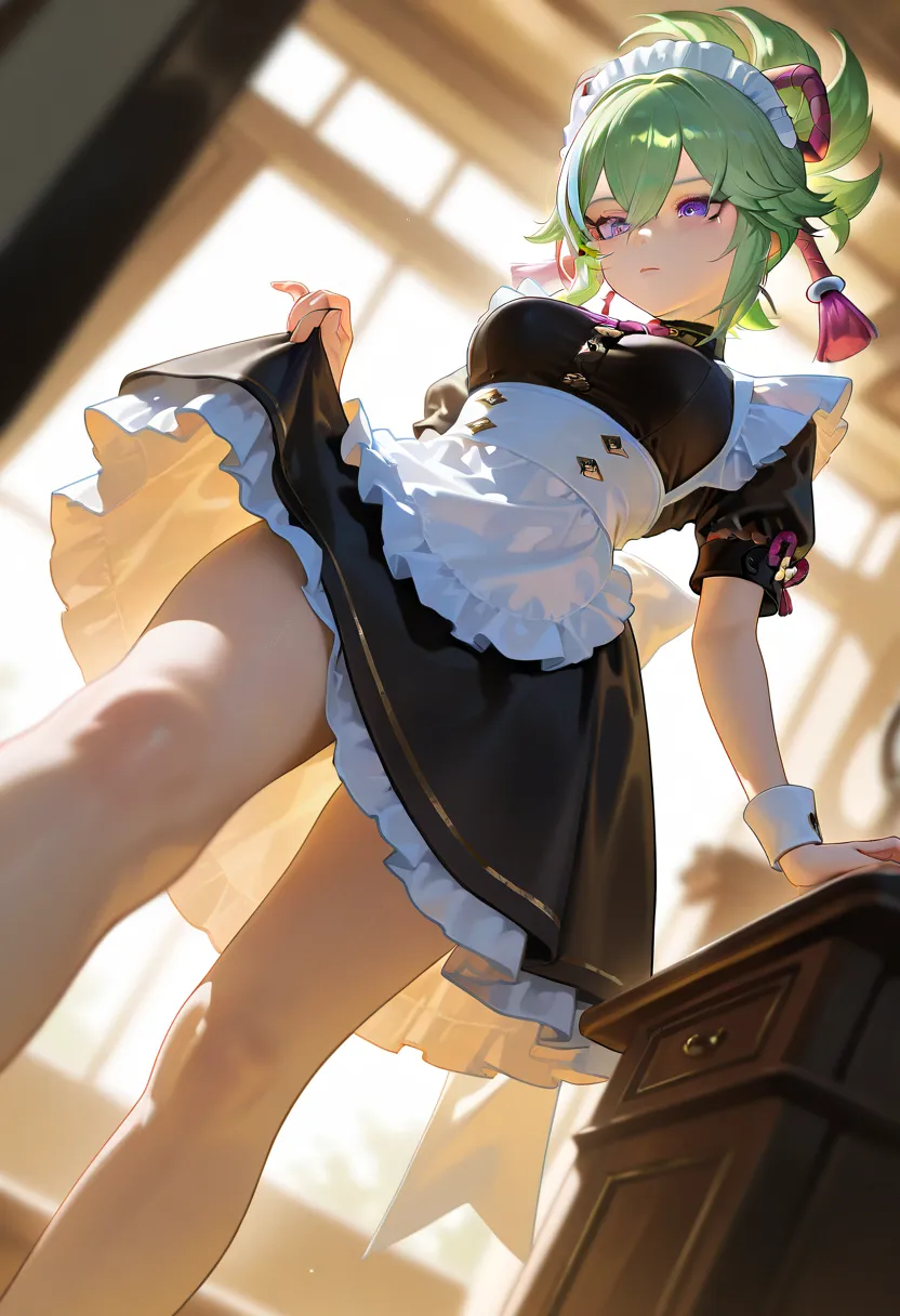 masterpiece, best quality, amazing quality, very aesthetic, absurdres, newest,,


best quality, masterpiece, highres, solo, {maid:1.40}, {long maid dress:1.15}, {kuki_shinobu_genshin:1.15}, green_hair, purple_eyes, bangs, ponytail, hair_between_eyes, hair_...