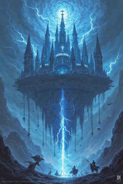 New concept art Title: "The Skyfall Citadel: Throne of the Storm King"

Scene Concept:
High above a shattered world, an enormous floating citadel drifts through the storm-filled sky. Its spires, carved from dark stone and pulsing with glowing blue runes, c...