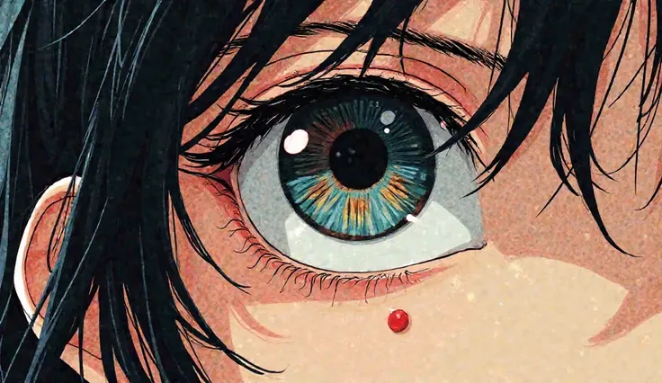 close up shot to one eye, manhwa style