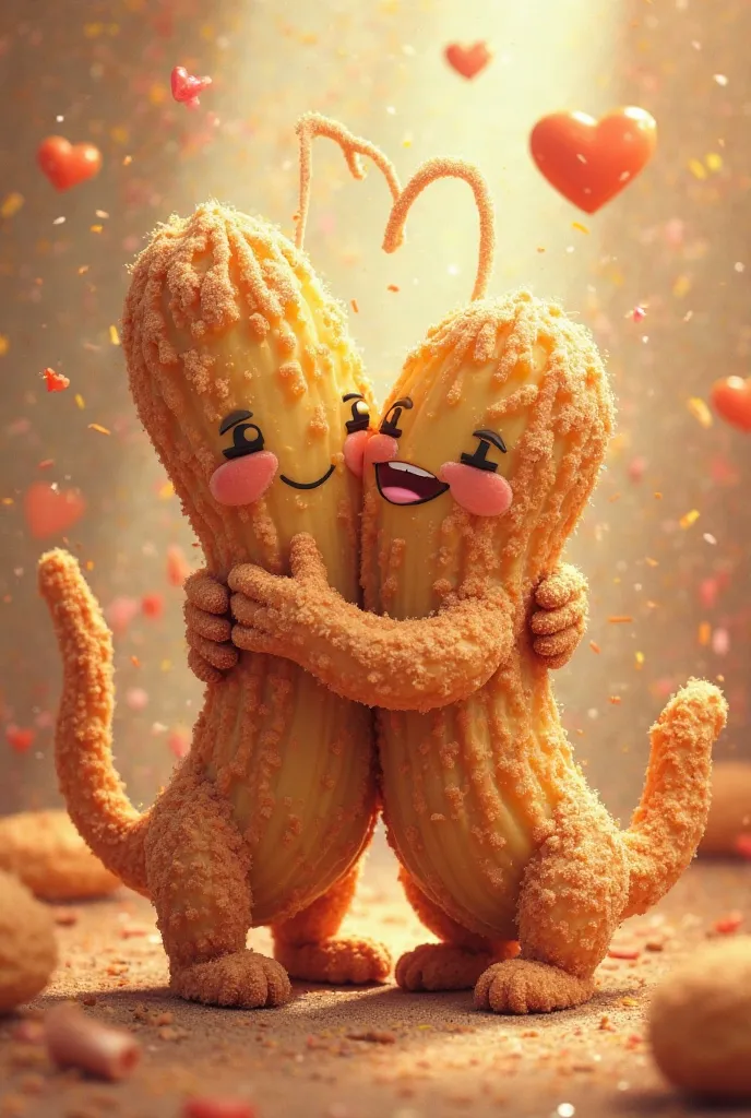 A flirty Churro hugging his friend Churro