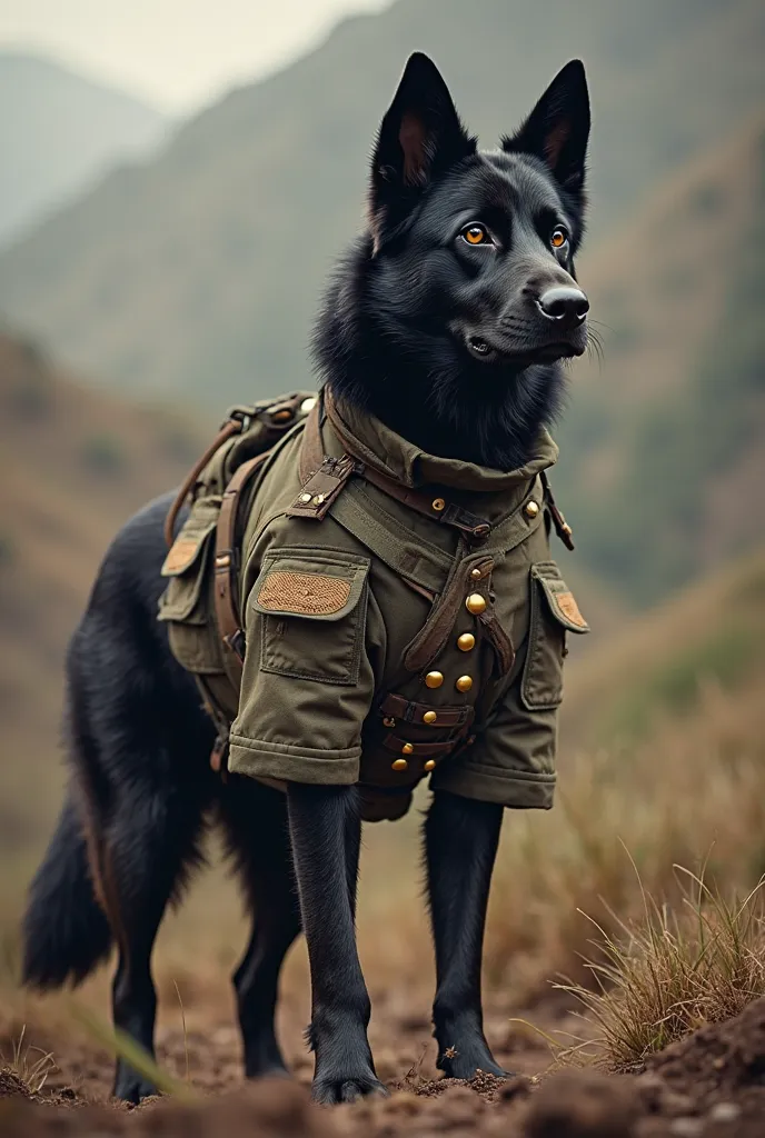 Dog in military uniform 