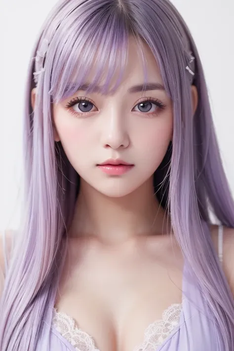 ((Masterpiece, best quality )),(Negative Space :1.4),( 1 girl, Alone:1.4),  beautiful eyes in every detail  , Floating Pastel Pink and Lavender Hair,  lavender eyes , At night, Starry Sky, Shining Star