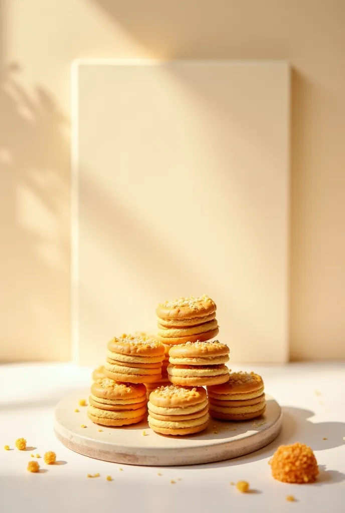 Make a dessert using Mary Biscuits from Teshop and next to a blank sheet 