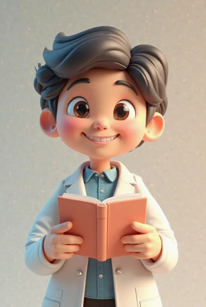 make an human, whole body, 3D cartoon psychiatrist, holding a book about mental health
