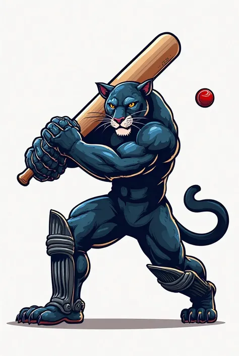 Logo of cricket, a panther playing cricket having bat in its hand