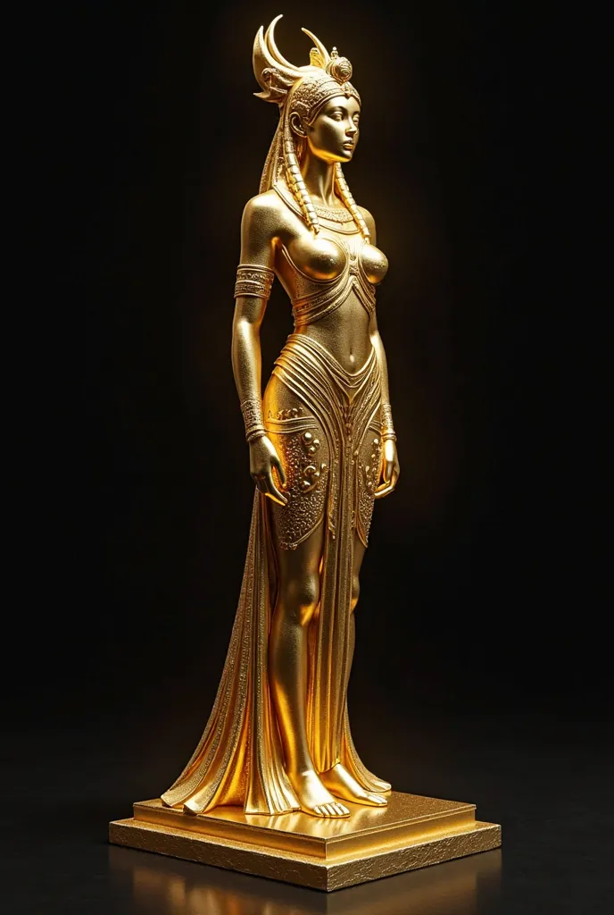 Gold Plated Inanna Statue Draw Background Simple Black Make Something Extra