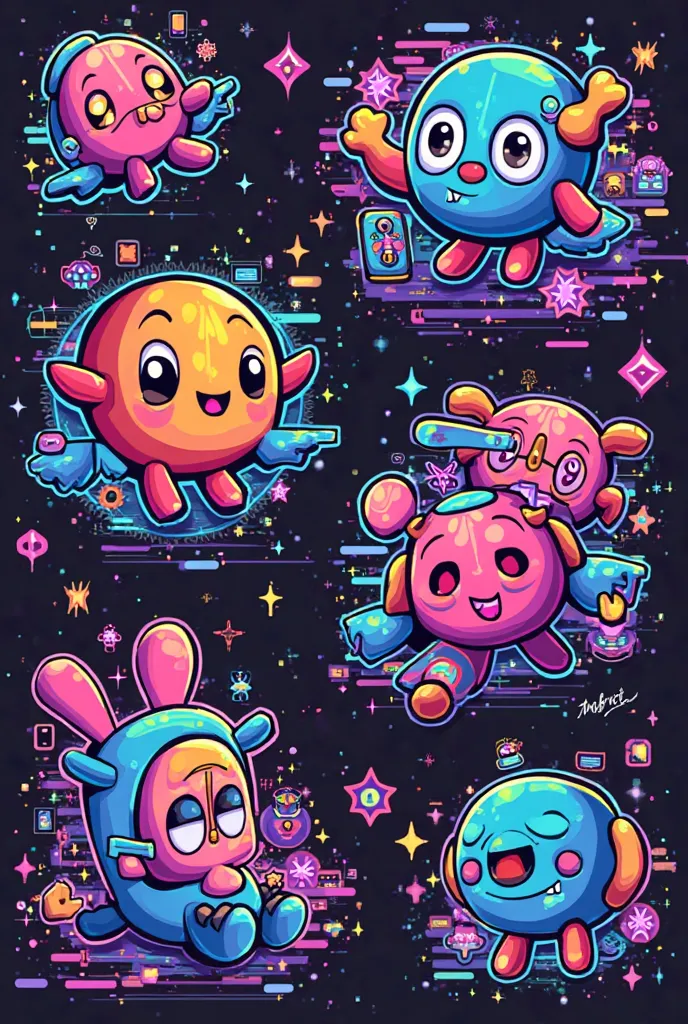 Hyperpop sticker designs