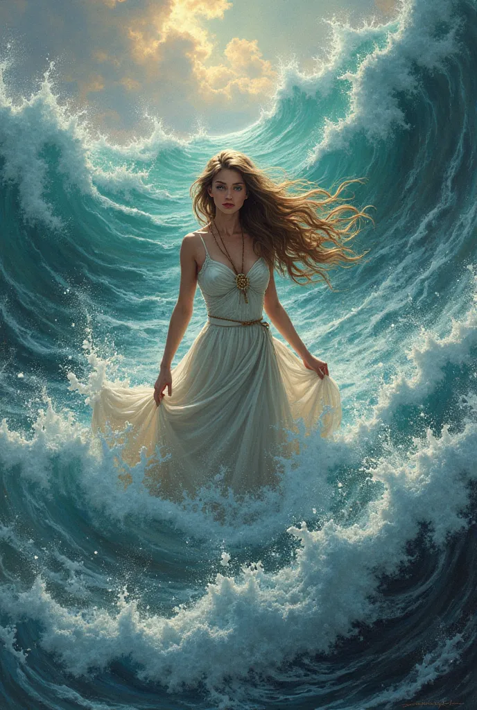 a book cover featuring a princess with light brown hair and the name of the book: In the Seas of Madness