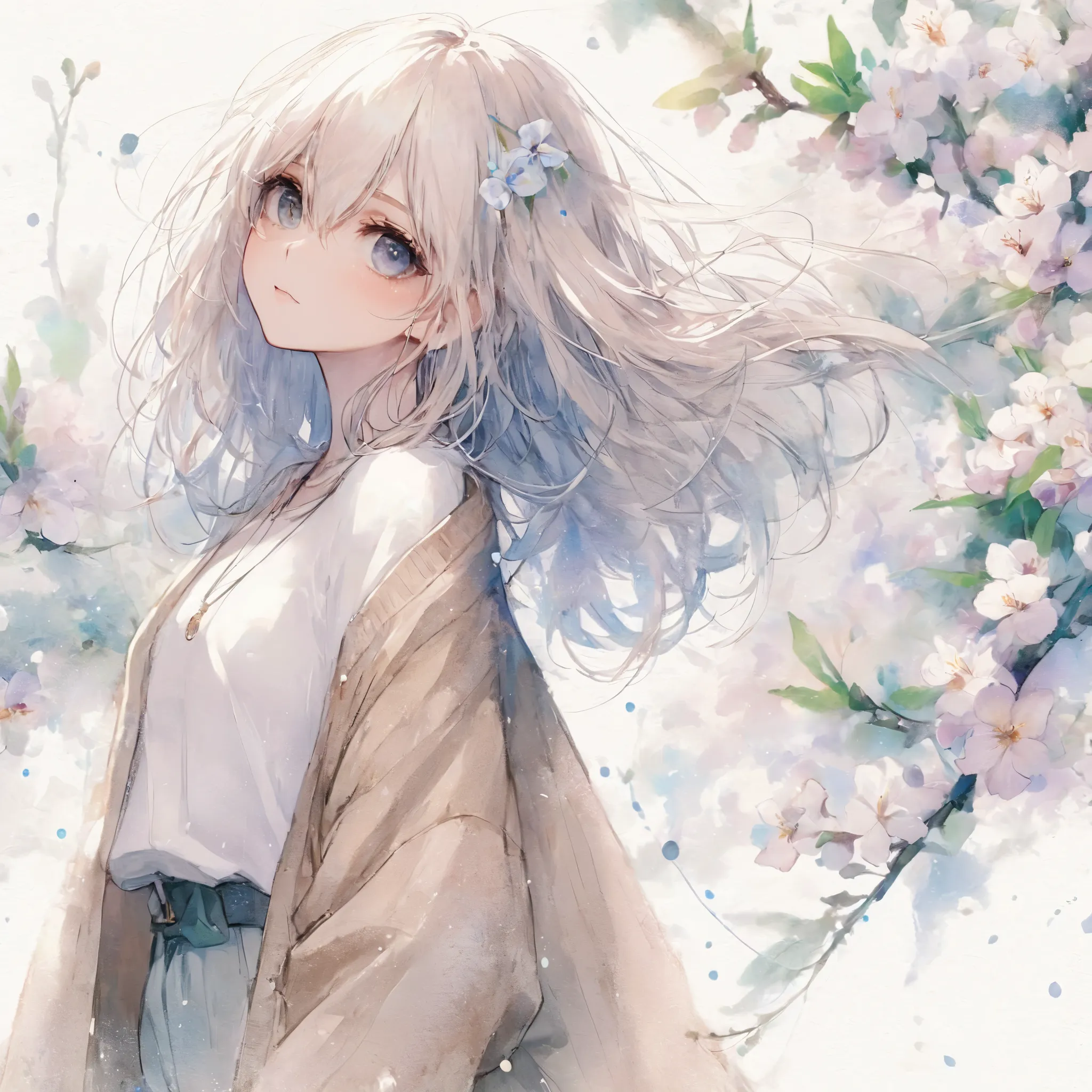 artistic high-quality Japanese anime, watercolor impasto, detailed abstract anime style. (Best Quality,4K,8k, high resolution,masterpiece:1.2),super detailed, beautiful detailed eyes,Girl with beautiful eyes, everyone,  beautiful anime girl ,  cute anime g...