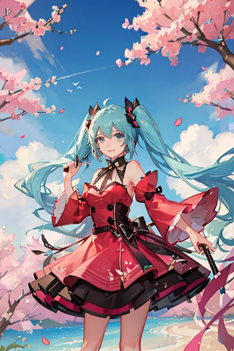 Hatsune Miku　cherry blossomsミク　 pink　cherry blossoms　null　 fresh 　smile