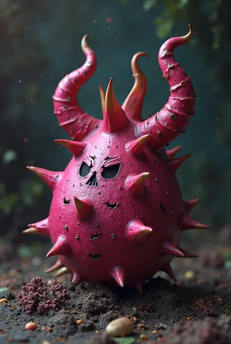 Cursed dragon fruit fruit with devil horns