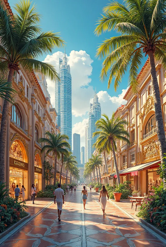 Luxury stores in a paradisiacal city 