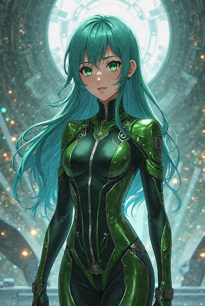 Sakarian anime girl with green black match uniform on