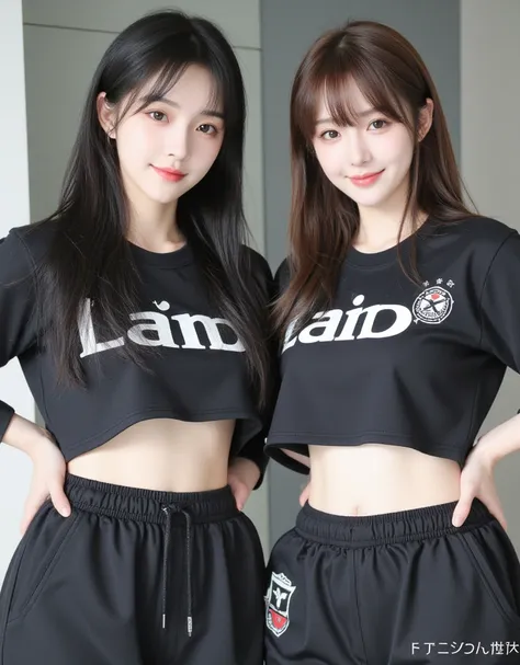 Japanese influencer girl、two-shot photo of 2 people、 charming、best visual、fresh, milky white skin、１Is long black hair with bangs、pins and straight hair、big eyes、Kaname makeup、 slim figure、and is now known as a hot influencer、 real 、20 years old、２Does have ...