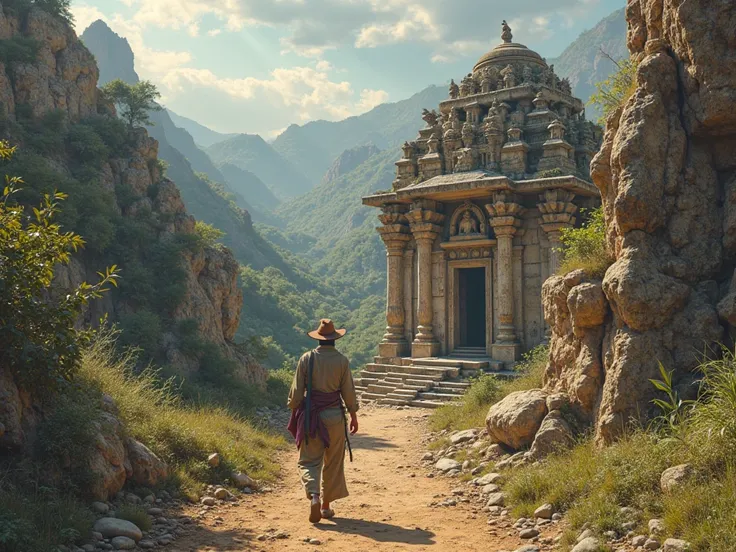 A foreigner visits a ruined temple in a remote area of ​​India