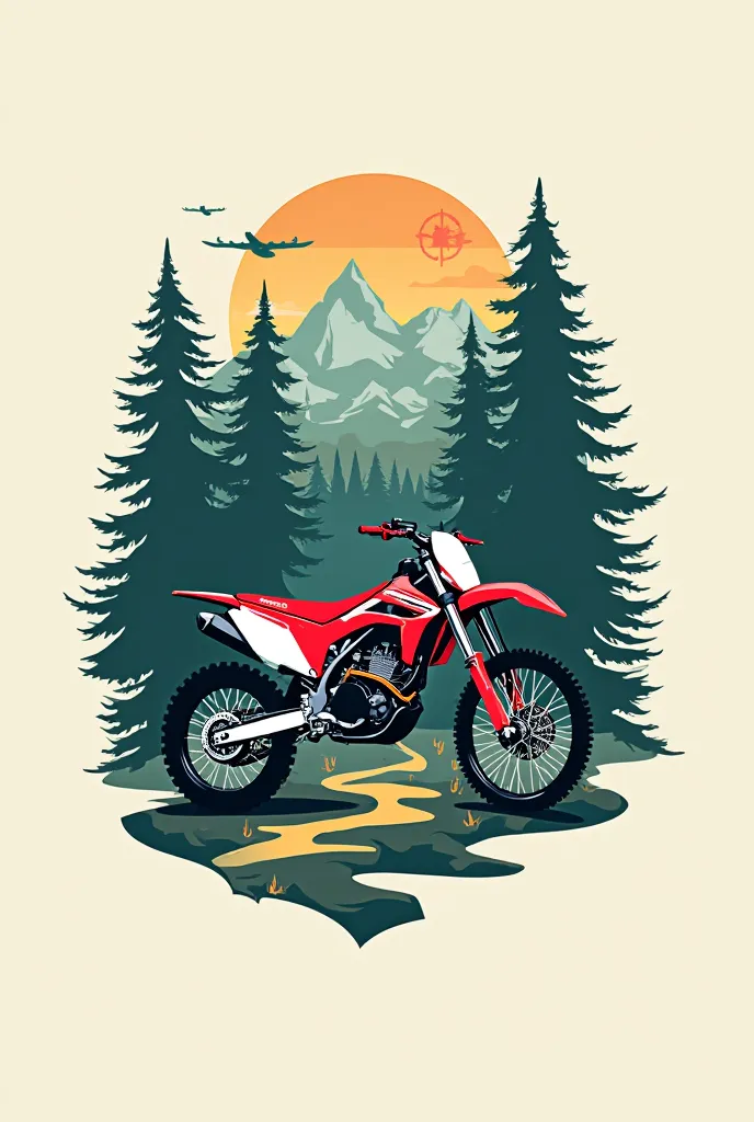 I want a logo design focused on nature trips and camping for a group using Honda crf 250