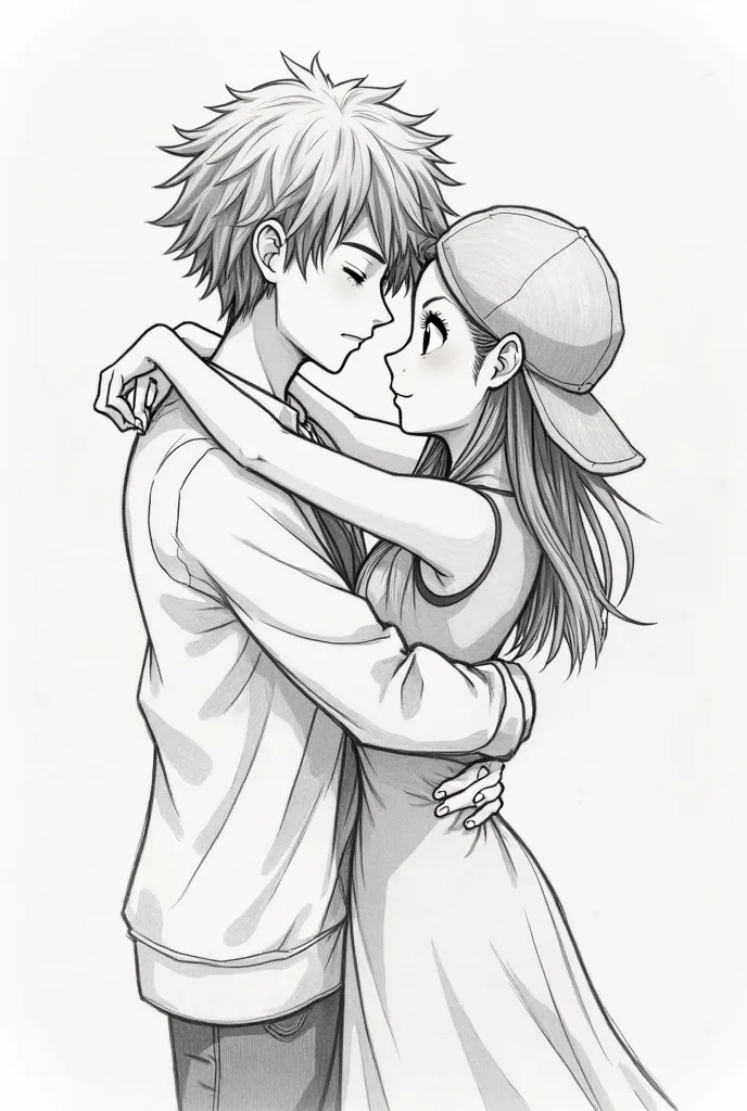 drawing of a couple hugging each other in a picture, a pencil sketch inspired by Ken Sugimori, tumblr, realism, high quality fanart, ash ketchum, anime sketch, high quality sketch art, anime drawing, sketch art, couple pose, anime style drawing, old sketch...