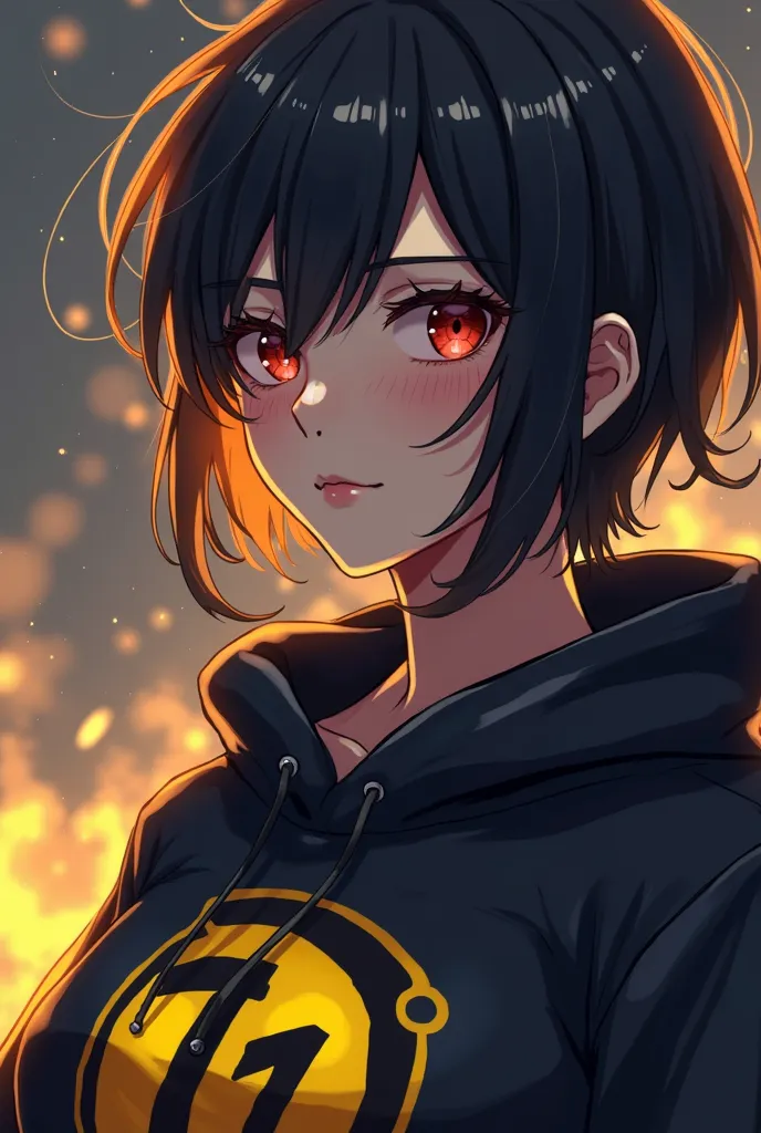 a close up of a person with a yellow and black logo, digital art inspired by Puru, trending on dribble, rasquache, trigger anime artstyle, profile picture 1024px, clean artstyle, twitch emote, unknown artstyle, smooth in _ the background, twitch streamer, ...