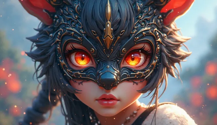 kitsune mask ( stile fortnite ) girl Human