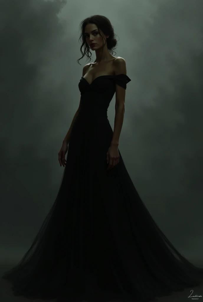 A woman in black dress 