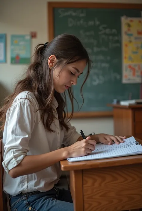 
teacher looking down