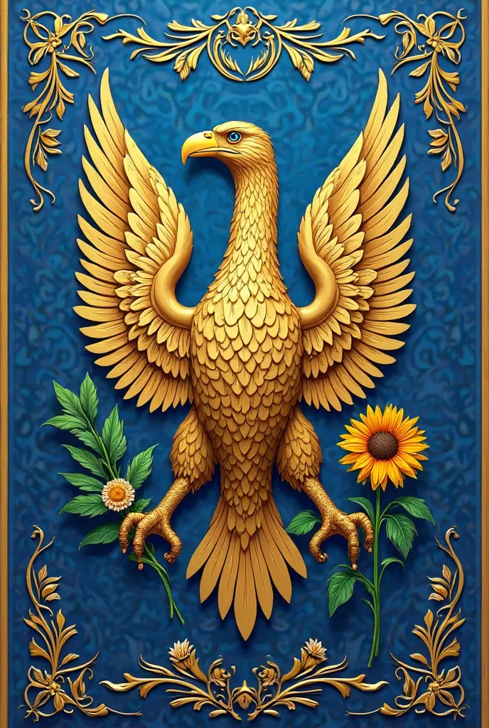 coat of arms of Ukraine with animal and plant of Ukraine 