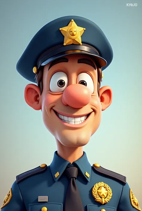 Cops cartoon face on uniform face zoom 