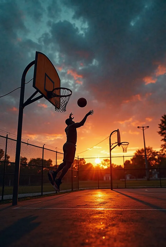 photo of shooting basketball at 7 pm showing the time