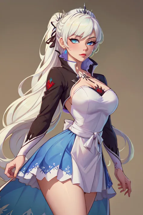 (masterpiece, best quality, absurdres, 4k, aesthetic, detailed, intricate),1girl,nikkecrwn,tiara, hair ribbon, 
Cosplay as Weiss Schnne from Rwby, simple medieval dress outfit,








