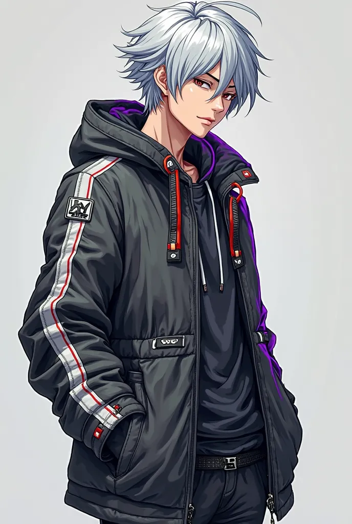 *Zack's clothing features a combination of black, grey, white, and silver tones, creating a visually striking and tech-savvy aesthetic. The colors and patterns on his clothes complement his overall gamer look, while his hair, styled in a fashionable way, c...