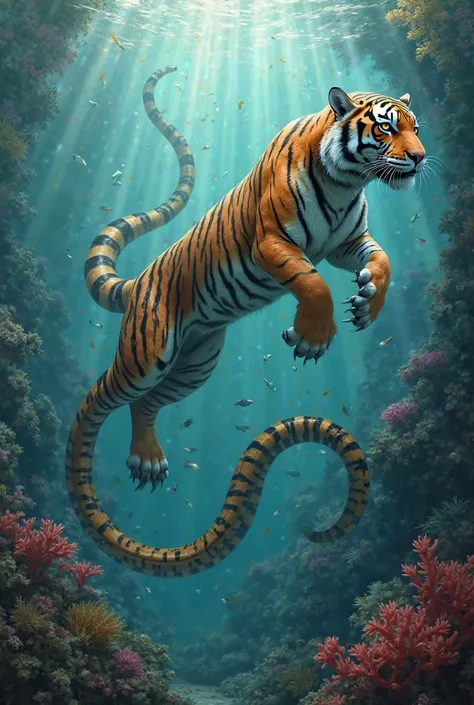 tiger as eel in realistic image