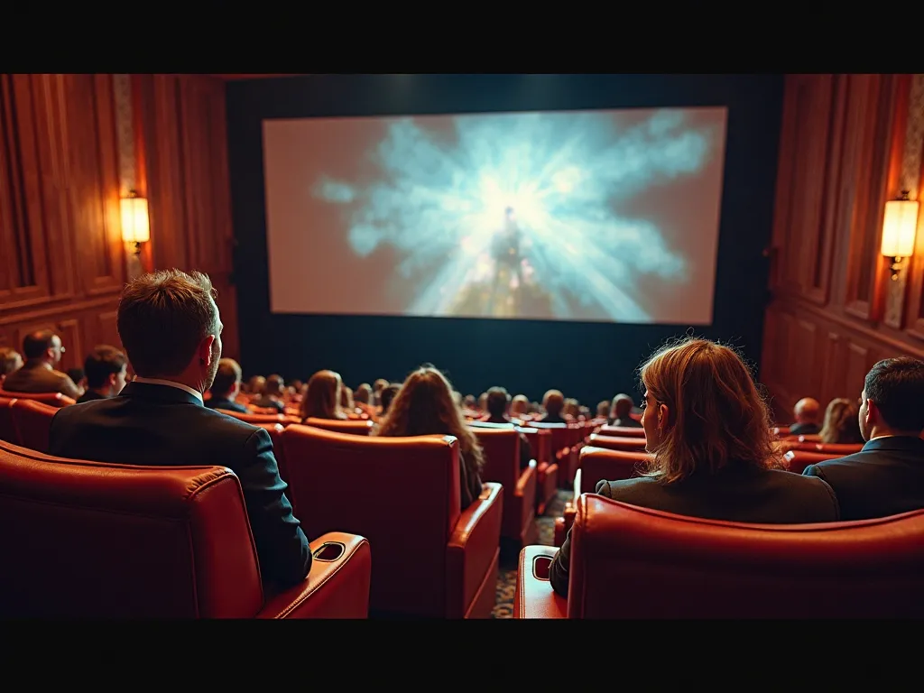 Cinema with leather chairs and a large screen