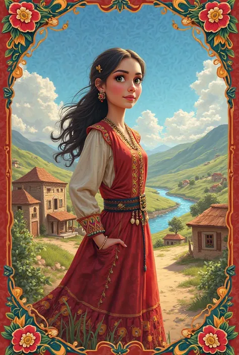 Disney pixar movie style poster title kurdistan kurdish woman in village