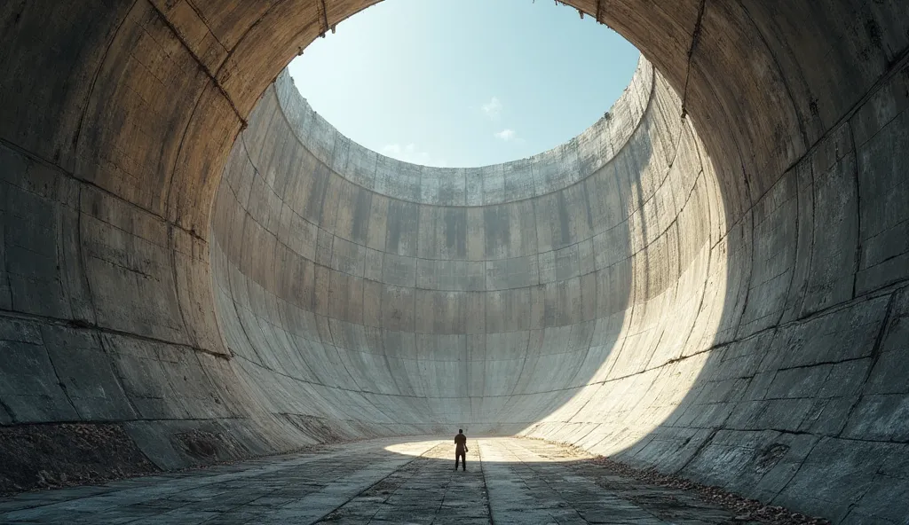 look up at the wall from a first-person perspective。The wall is tall and round。