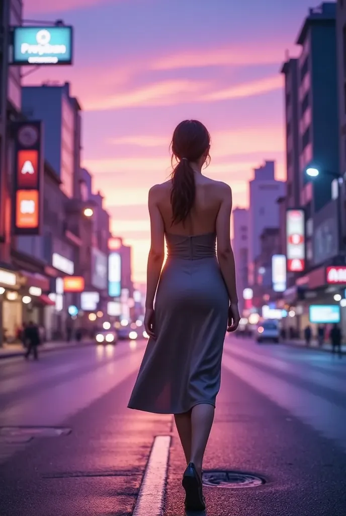 A futuristic ancient city bathed in the soft hues of dawn. The neon lights that once illuminated the streets slowly fade as the first rays of sunlight paint the sky in shades of pink and purple. Erika, standing at the edge of the city, gazes back one last ...