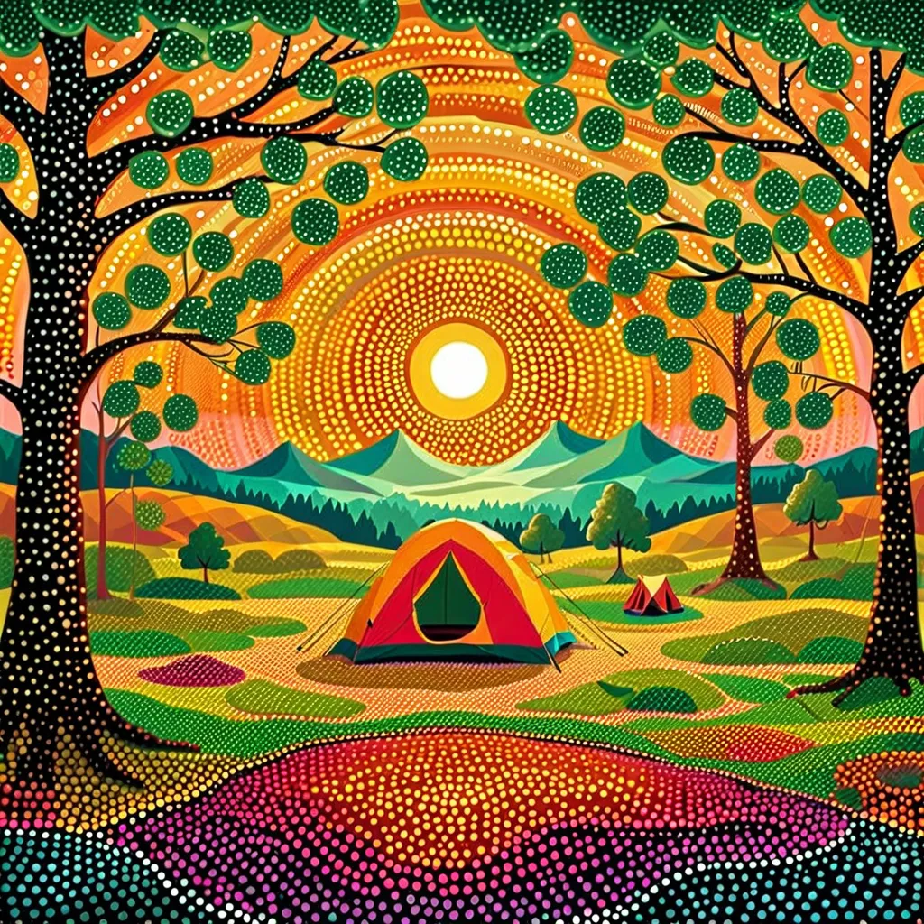 camping，dot art