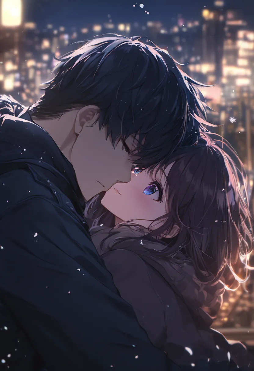 Masterpiece, ultra detail, high quality, 8K, cinematic lighting, dramatic angle, film still, breathtaking composition, emotional depth.

A stunning anime-style illustration of a deeply emotional winter scene. A handsome young man gently embraces a beautifu...