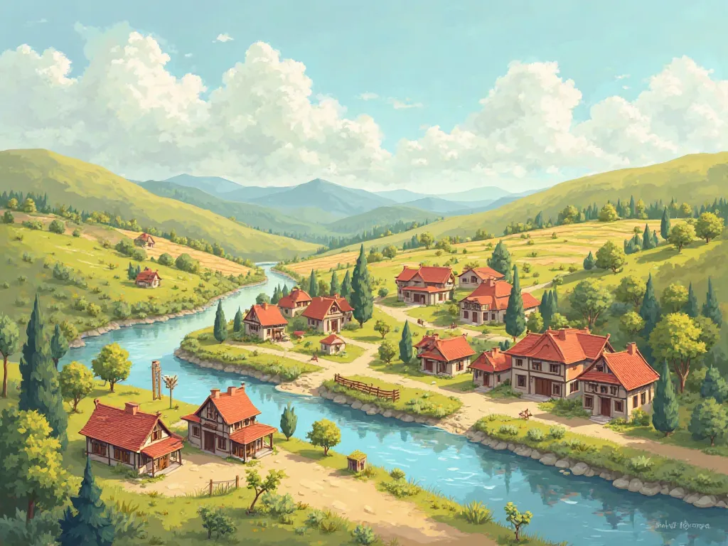  hometown tax、Explanatory diagram、Easy to Understand High Quality Pictures、realistic、4K、Creative Backgrounds、 Countryside、Traditional Settlements、Regional Buildings、Warm Colors、 bright light、Detailed composition 、Easy to Understand Designs