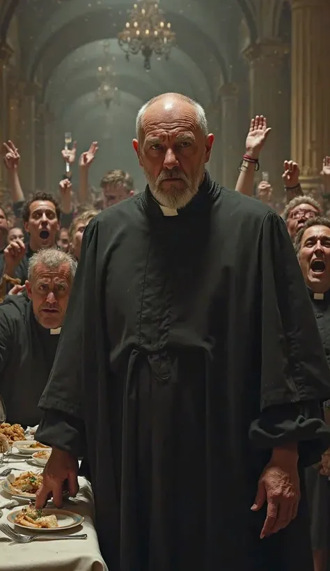 "An angry priest, looks into a dining hall full of people wielding forks and realizes that prohibition no longer cares."