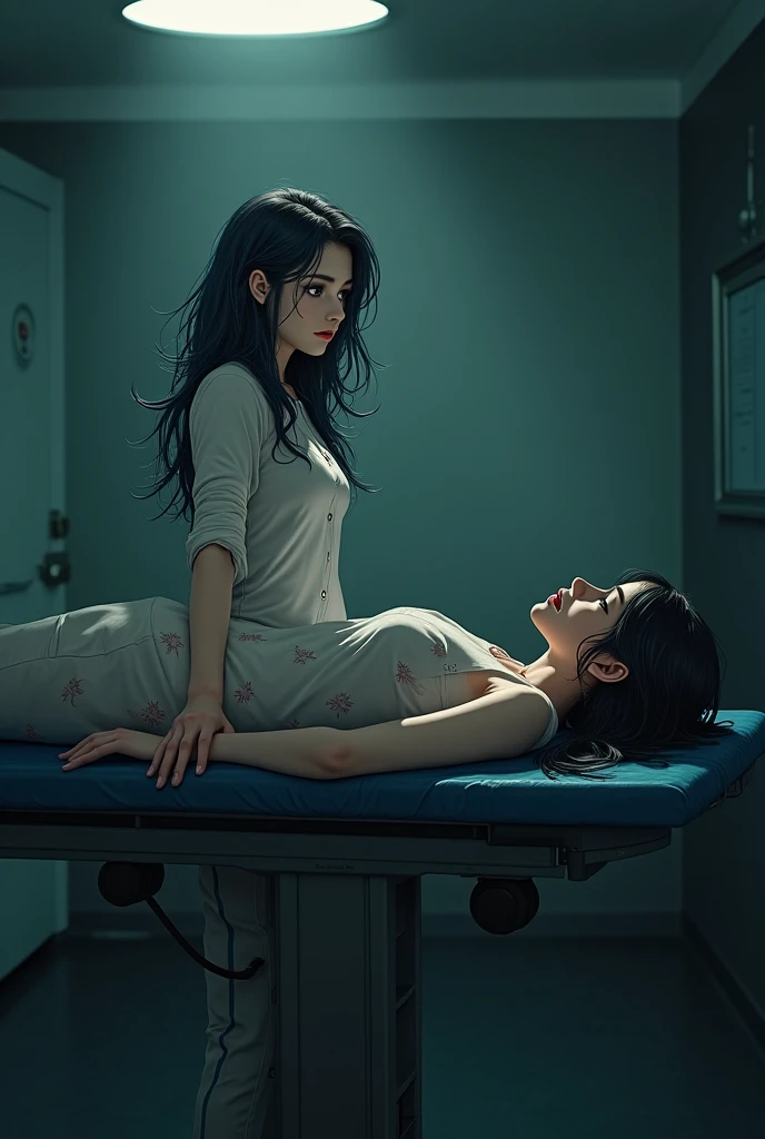 the apothecary diaries anime girl next to   woman closed eyes death on autopsy table