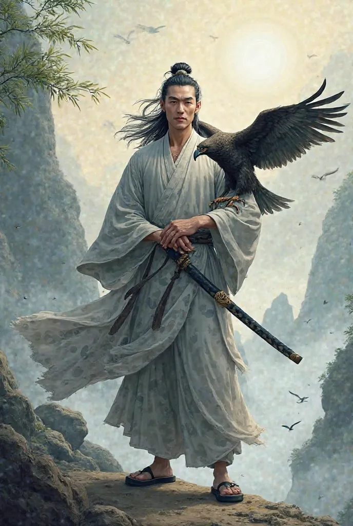 Feng Qingyang, around 60 but looks 40 due to his profound internal energy, has a handsome face with sharp eyebrows, clear deep eyes, and a faint smile exuding . His shoulder-length black hair with silver streaks flows loosely, paired with a short, neat bea...