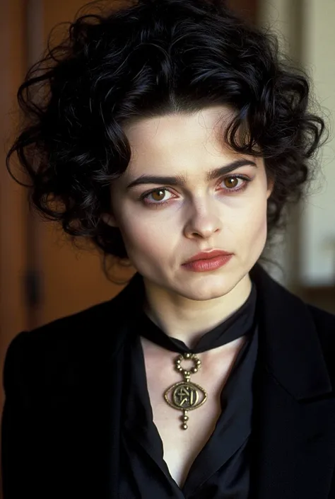 Helena Bonham Carter as a Miskatonic University professor. Female. Mysterious and Alluring Archeology Professor. Elegant with graying raven-black hair, pale skin, and piercing amber eyes. Always adorned in Gothic academic attire, with a necklace bearing an...