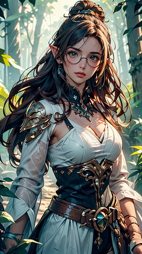 (masterpiece, Highest_quality, super detailed,  Pure white : 1.3), amazing,  illustration of a woman with a penis , Lord of the Desert Warriors in Mount Elves, armor,  with dark hair, ((Colored Hair)), very long hair, lush spring forest,  Bomb Like Hair , ...